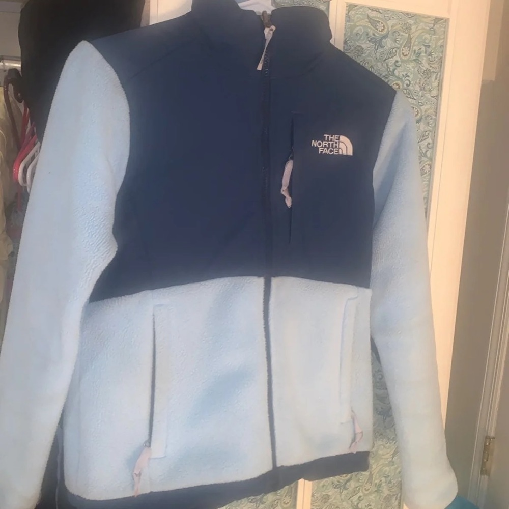 Light blue north face zip up